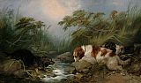 Three Dogs by a Brook by George Armfield